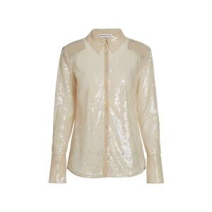 Nonchalant Label Tiffany Pink Polyester Sequined Shirt Size L